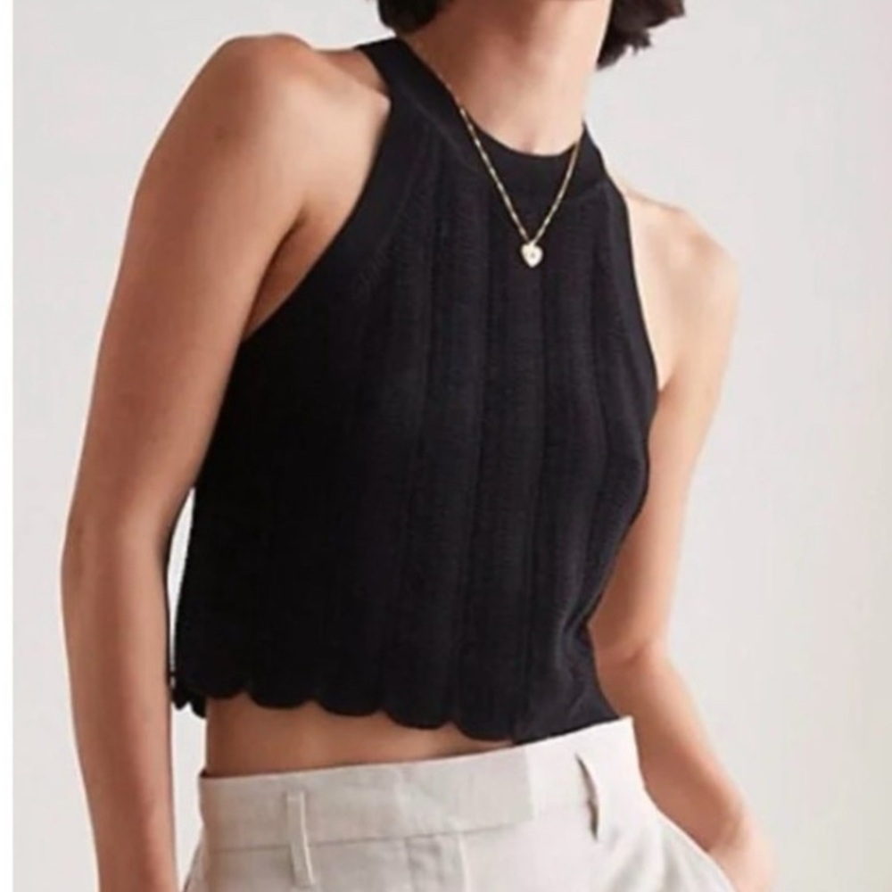 Wilfred Black Scalloped Tank Top